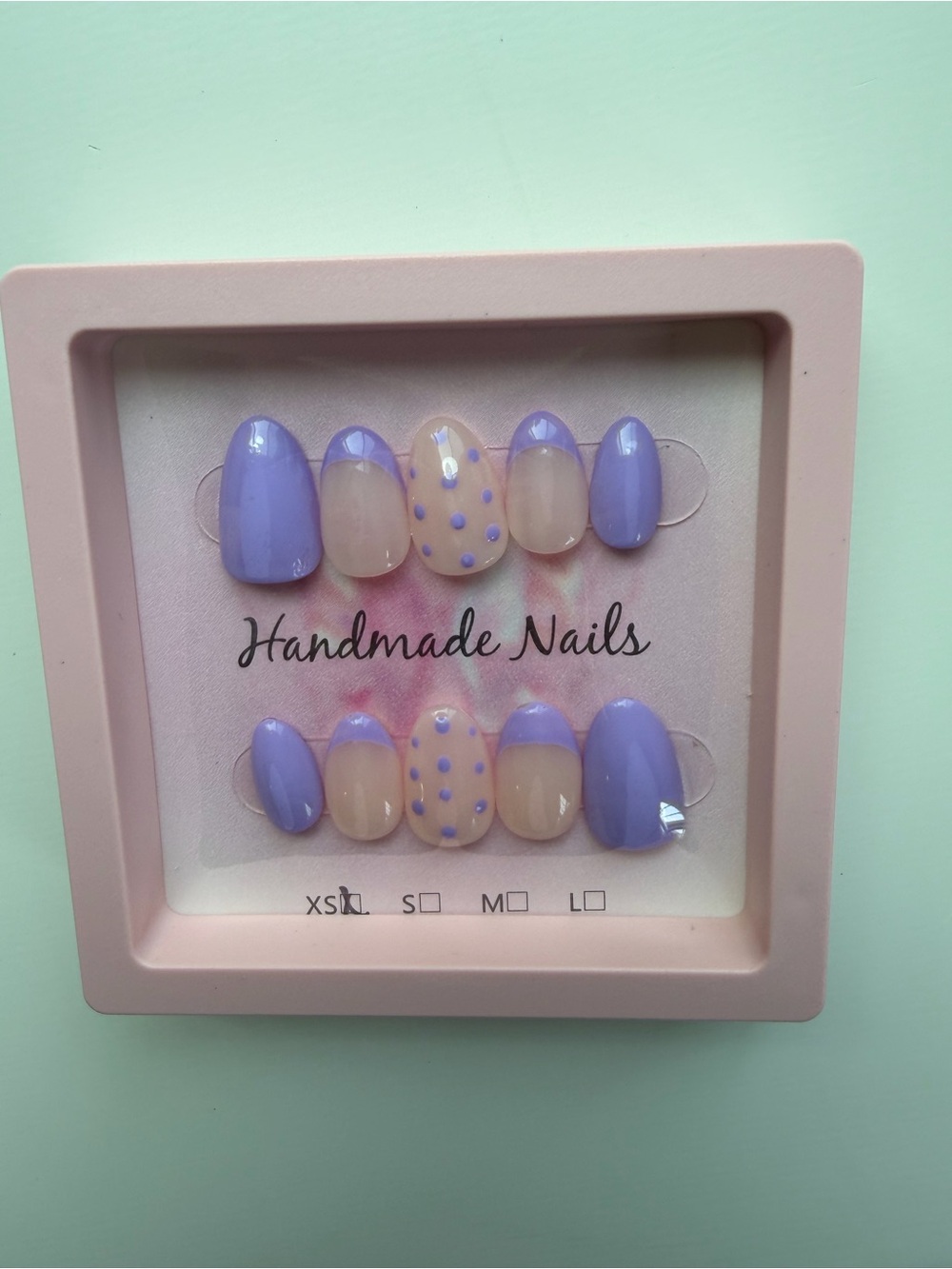 Handmade Press-On Nails in Lavender and Nude